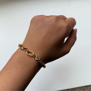 Gold Plated Stainless Steel Link Chain Bracelet Minimal Adjustable Bracelet